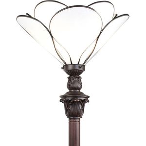 LumiLamp Tiffany Vloerlamp Ø 31*183 cm E27/max 1*60W Wit Glas, Kunststof Staande Lamp Staanlamp Tiffany Lamp
