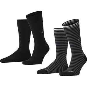 Burlington Everyday Stripe SO - Mixed 2-Pack one size, cadeau geschenkset Katoen sokken heren zwart - Maat 40-46