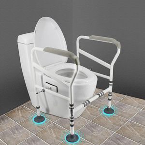 Toiletsteunframe - WC Steunhulp - Toiletframe - Antislip - opsta hulp - Instelbare Hoogte en Breedte - Toilethulp - Wit