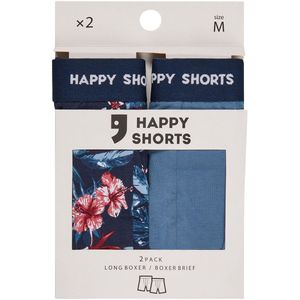 Happy Shorts - Long Boxershorts - Marine - 2er-Pack