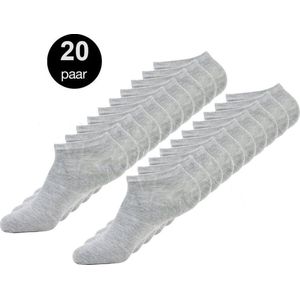 Marco rossi 20 Paar Enkelsokken - Sneakersokken - Lage sokken - Grijs - Dames & Heren - Katoen - Maat 35-38