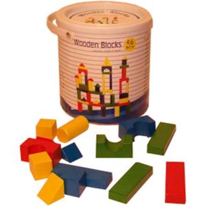 Blokkenton met 56 Beuken gekleurde blokken