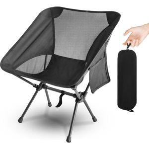 Luxiba - Luxe campingstoel, opvouwbaar, ultralicht, draagbare visstoel, tuinstoel met klein pakket, 150 kg, campingstoel, opvouwbaar (zwart)