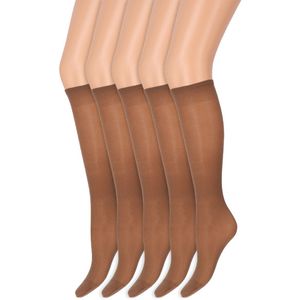 Kniekousen met soepele boord | Perfecte pasvorm | 40 denier | Merk: Marianne | Maat: One Size | Kleur: Muscat | 5 Paar