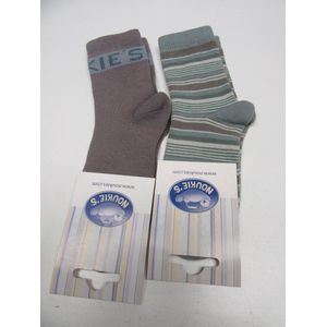 2pack sokkenset , Noukie's 5jaar maat 26 , 1x taupe en 1x streep , voor jongen