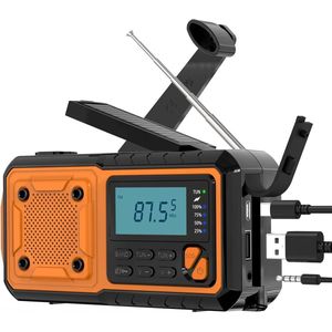 Multifunctionele Noodradio - 4000mAh - AM/FM/SW Ontvangst - Draagbaar - Met Handzwengel en Zonnepaneel