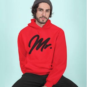 Mr & Mrs Hoodie Premium Red Black (Mr - Maat XS) | Koppel Cadeau | Valentijn Cadeautje voor hem & haar