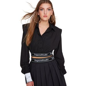 Trendyol - Geweven Shirt - Zwart - Regular Fit - Lange Mouwen - Overhemdkraag