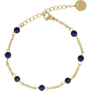 My Bendel - Fijne armband met kleine Lapis Lazuli edelstenen - Zomerse armband met kleine Lapis Lazuli edelstenen - Met luxe cadeauverpakking
