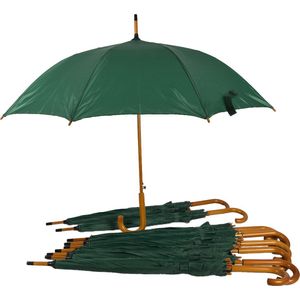 Set van 10 Automatische Groene Paraplu's - 102cm Diameter voor Volwassenen – Unisex met Houten Handvat
