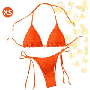 Livano Bikini Dames - Meisjes Bikini - Badpak - Push Up - Vrouwen Badkleding - Zwemmen - Sexy Set - Top & Broekje - Rood Oranje - Maat XS