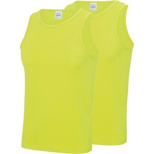 AWDis sport sintlet/tanktop - 2x - heren - Fluor geel - mouwloos - Polyester - Sportkleding