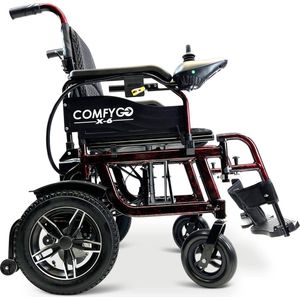 Comfygo X-6 Elektrische Rolstoel voor volwassenen, Lichtgewicht, Opvouwbaar, 20AH Li-ion batterij, bereik tot 30 km, Rood, 45cm