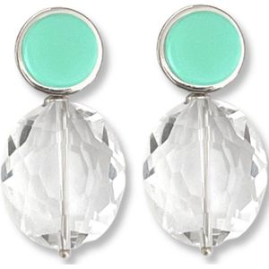 Zatthu Jewelry - N22SS474 - Isma oorbellen met kristal en turquoisegroene steen
