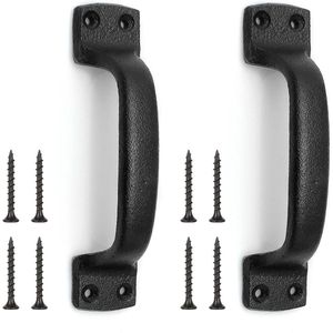 Schuurpoort handvat zwart, 2 stuks schuifdeurgreep gietijzer binnendeuren schuifdeurgrepen vintage schuifdeurgrepen voor houten deurkasten tuinschuur