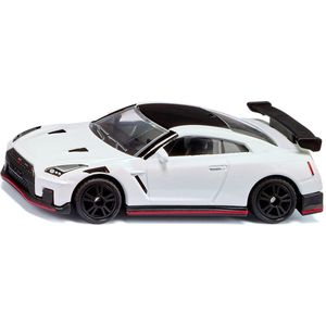 Siku Nissan GT-R Nismo speelgoedauto metaal/kunststof zwart/wit met rubberen banden en achtervleugel