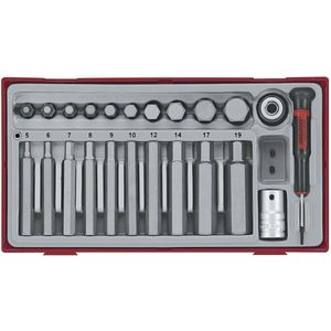 Bitset hex TT1 tray 1/2 40-75mm L 5-19mm 23 delig Teng Tools TTHEX23