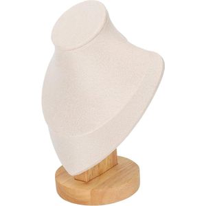 Kettinghouderstandaard PU lederen kettinghouder Model sieradenketting voor winkel Beige toegevoegd. .