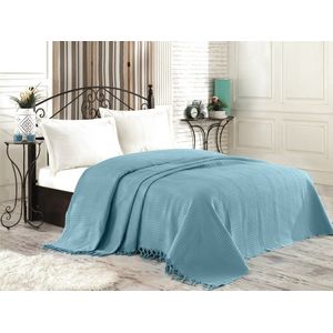 Asir piqué beddenset voor twee personen 220 x 240 cm - Benzine Groen - Handgemaakt Franjedetail