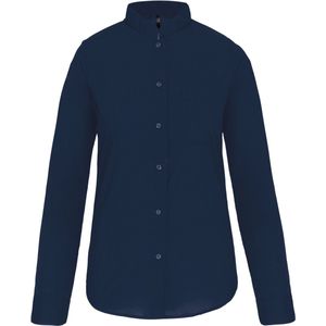Kariban Damesblouse met Mao kraag lange mouwen K514 - Navy - S