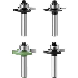 VD WEIDE ENTERPRISE - Bovenfrees schijfgroeffrees - 8 mm schacht - 4 stuks - 2 mm 3 mm 4 mm 5 mm - kogellagers - houtbewerking - vlakfrees - houtsnijden .