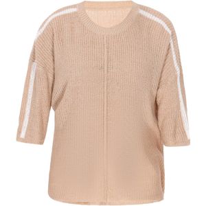 Usha - Comfy - Trui - Nude/Wit - Knitwear