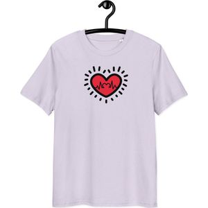 Love Frequency T-shirt - Unisex - 100% Biologisch Katoen - Lavendel - Maat L | Pop Art T-shirt| Mindfull T-shirt| By BitPopArt| Love T-shirt| Zomer T-Shirt| Mindfull Kleding
