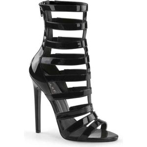 EU 37 = US 7 | SEXY-52 | 5 Heel Closed Back Strappy Cage Sandal, Back Zip