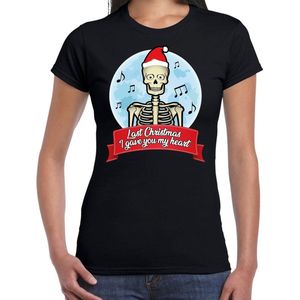 Fout kerstshirt / t-shirt zwart Last Christmas I gave you my heart voor dames - kerstkleding / christmas outfit XXL
