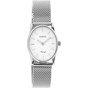 OOZOO Vintage series - zilverkleurige horloge met zilverkleurige metalen mesh armband - C20256