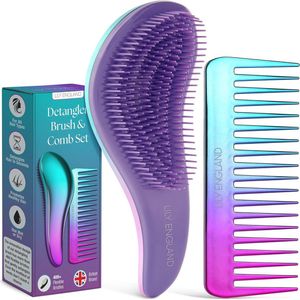 Ontwartbare Haarborstel en Kamset - Pijnloos Ontwarren voor Nat, Droog en Krullend Haar - Perfect voor Dames en Kinderen