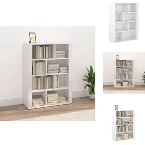 vidaXL boekenkast - Bijzetkast - 80 x 30 x 106 cm - hoogglans wit - Keukenkast