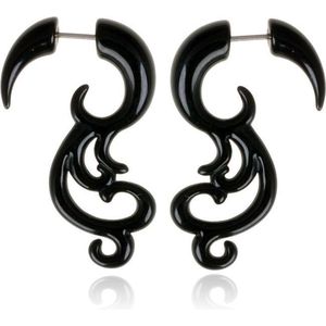 Tribal bone oorbellen Black Waves