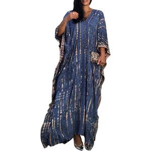 Allecto Plus - Dames kaftanjurk voor strand en loungewear - Lange losse kaftan met korte mouwen