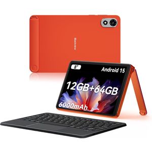 Blackview ZENO 1 Tablet - 8 inch Android 15 Tablet - Ultra Leicht Kompakt Gaming - 12 GB RAM+64 GB ROM(2TB TF) - Met Toetsenbord - T615 8-Kern KI-Chip - 4G LTE+WiFi 5G - 6000mAh - Face ID - Widevine L1 - BT5.2 - Oranje
