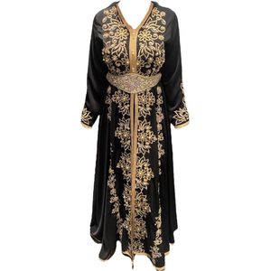 Kaftan avondjurk feestjurk met riem | Zwart