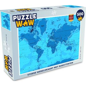 Puzzel Wereldkaart - Trendy - Roest print - Legpuzzel - Puzzel 500 stukjes