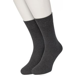 Bonnie Doon Basic Sokken Dames Donker Grijs maat 36/42 - 2 paar - Basis Katoenen Sok - Gladde Naden - Brede Boord - Uitstekend Draagcomfort - Perfecte Pasvorm - 2-pack - Multipack - Effen - Gemeleerd - Dark Grey Heather - OL834222.202