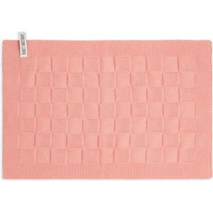 Knit Factory Gebreide Placemat Uni - Rechthoek - Dubbelzijdig te gebruiken - Eetmat - Onderlegger - Apricot - Roze - 50x30 cm