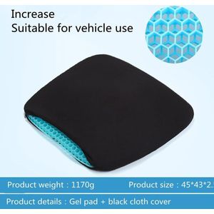 TDR - Gel kussen -Verminderd rugklachten- inclusief wasbare hoes -Geschikt op elke stoel-zwart-41*37*4CM