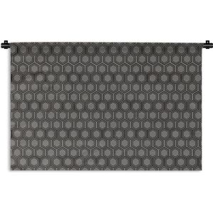 Wandkleed Luxe patroon - Luxe patroon van kleine zeshoeken tegen een grijze achtergrond Wandkleed katoen 120x80 cm - Wandtapijt met foto