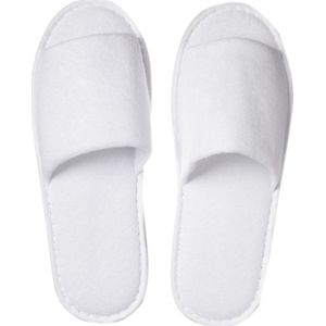 10 paar witte - hotelslippers open - koraalfleeceslippers - fluwelen slippers - unisex open slippers voor thuis, badkamer, binnen, warm, wit