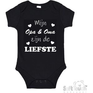 100% katoenen Romper ""Mijn Opa & Oma zijn de liefste"" Unisex Katoen Zwart/wit 56/62