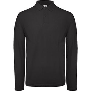 Men's Long Sleeve Polo 'ID.001' Zwart B&C Collectie maat M
