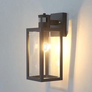 Buitenwandlamp met Bewegingsmelder - Matzwart Aluminium IP54, E27 Fitting