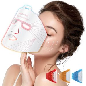 IBORRIA LED gezichtsmasker - Rood licht therapie - Infraroodlamp - Collageen masker - Facelift apparaat - Acne Patch - LED Face Mask - 4 Kleuren - Wit