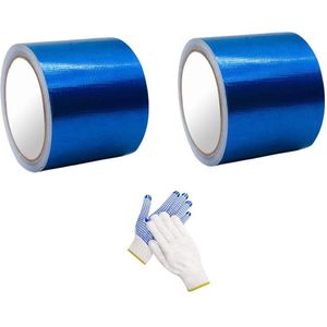 2 stuks PVC-zeiltape voor reparatie van tenten, parasols en paviljoens - Waterafstotend plakband voor vrachtwagenzeilen - Luifel en dekzeil reparatieband - Set van 5 m x 8 cm in blauw