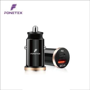 FoneTex Autolader 20W - Snellader - 12V - Compact - Zwart