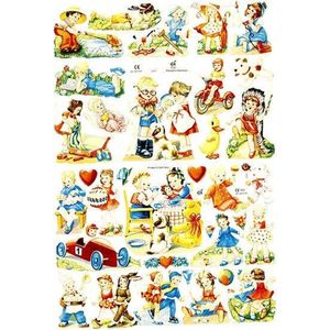 Vintage Plaatjes - Kinderen - Retro - Poëzie Album Plaatjes - Knipplaatjes - Scrapbook - Kaarten Maken - Klassieke Motieven - 16,5x23,5 cm - Creotime - 2 vellen