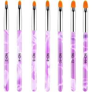 7 Stuks Nagelverfkwasten Set voor Nagelkunst - UV Gel en Acryl Penselen voor Schilderen van Kunstnagels - Perfect voor Doe-Het-Zelf Nagels